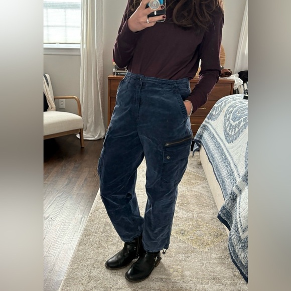 Free People Sahar Blue Velvet Cargo Pant - Picture 4 of 14